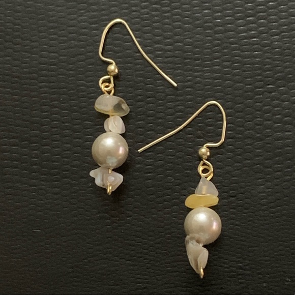 Handmade Gemstone Chips Drop Earrings - Picture 2 of 3